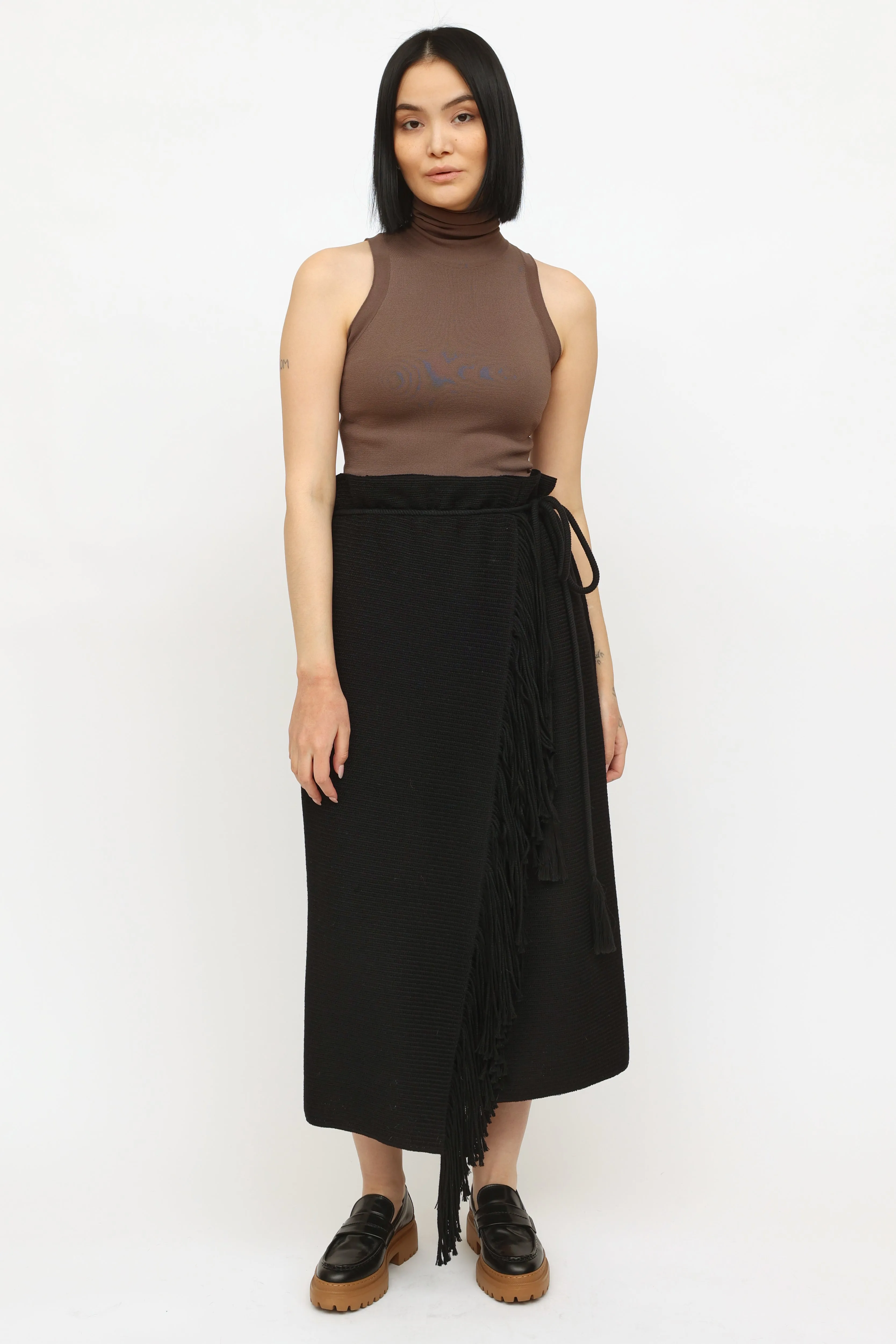 2015 Black Wool Wrap Skirt
