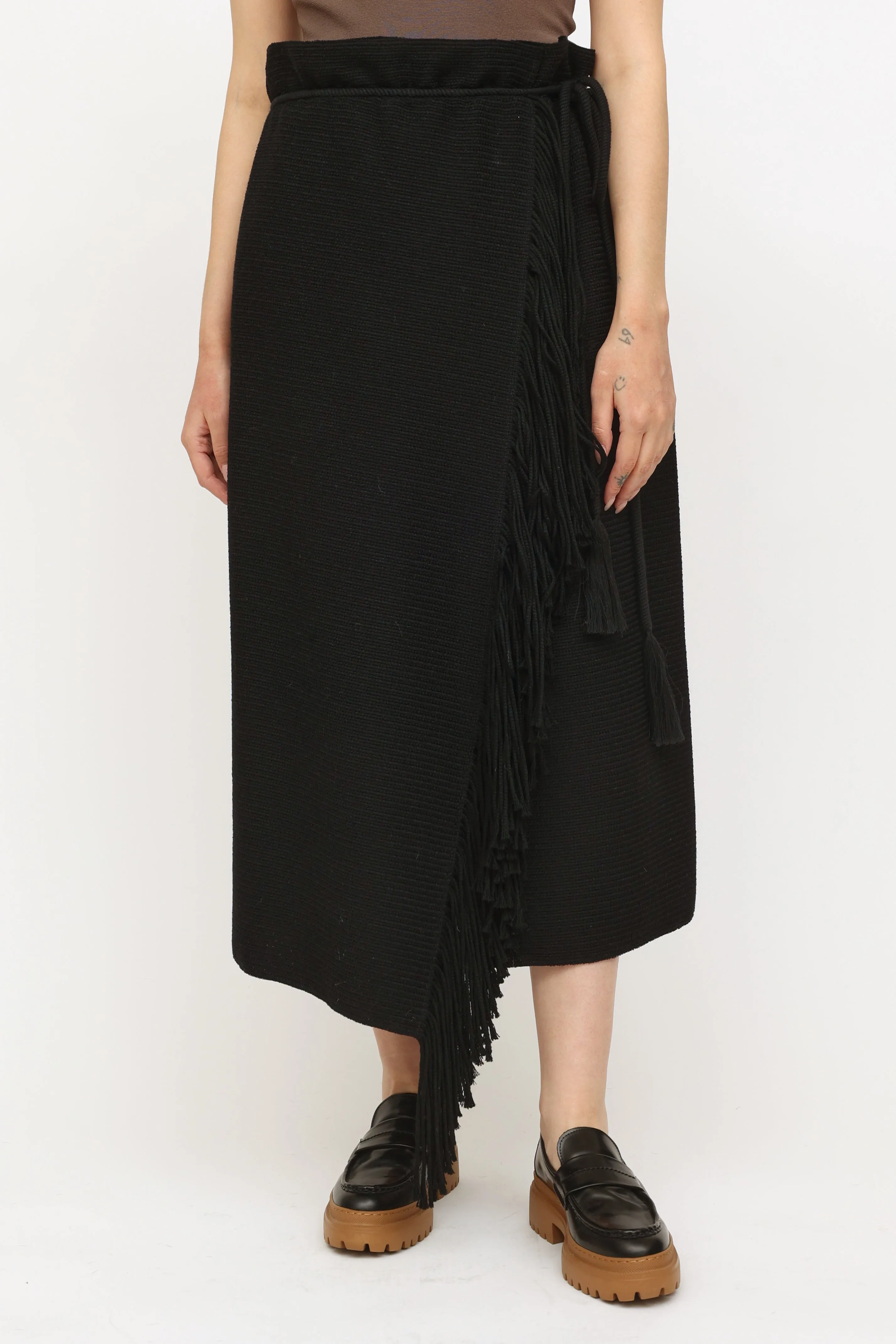 2015 Black Wool Wrap Skirt