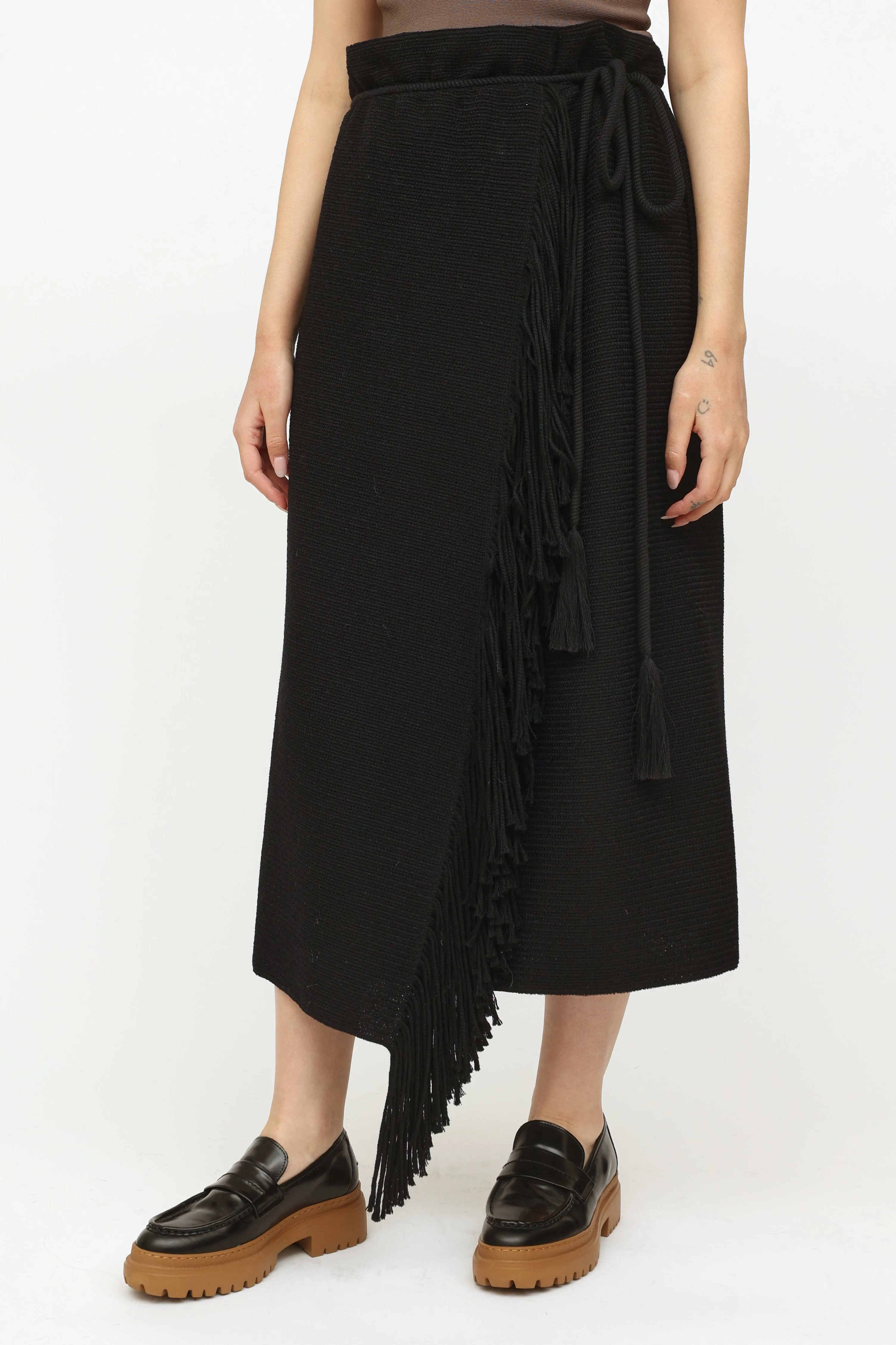 2015 Black Wool Wrap Skirt