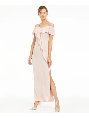 ADRIANNA PAPELL Womens Cold Shoulder Flutter Sleeve Scoop Neck Maxi Evening Gown Dress