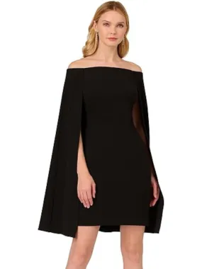 ADRIANNA PAPELL Womens Zippered Sleeveless Off Shoulder Above The Knee Party Sheath Dress