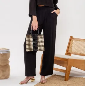 Black Crinkle Pants