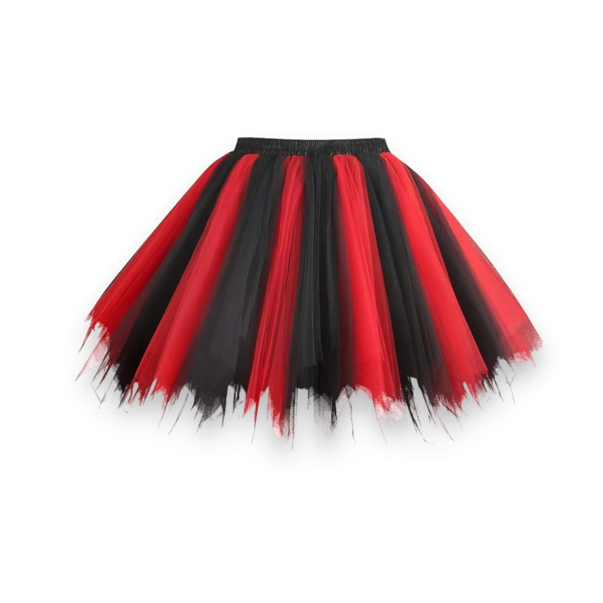 Black Red Fluffy Mesh Tutu Skirt