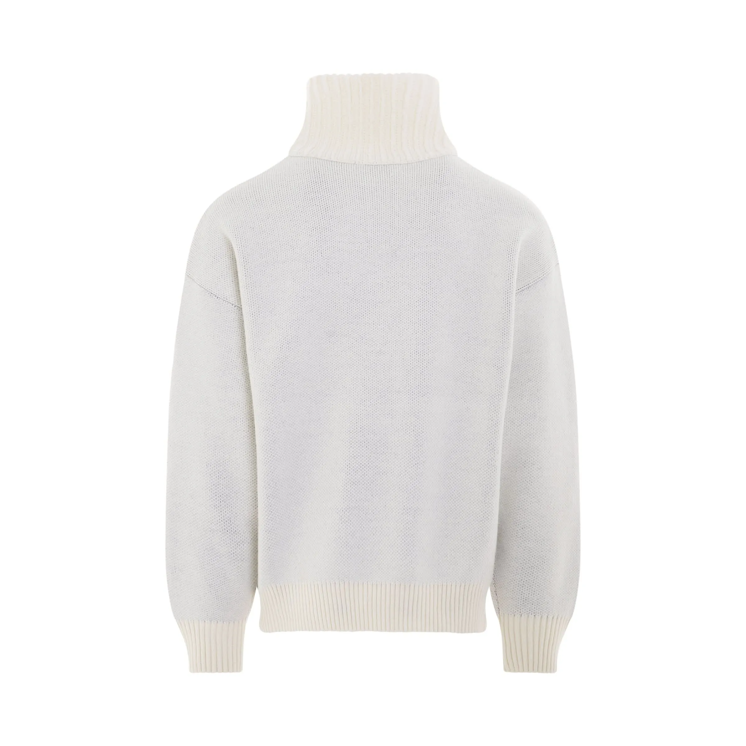 Black Square Logo Pile Knit Jumper in White