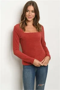 Call Me Cozy Knit Pullover Sweater (Brick)