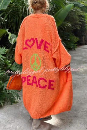 Calling for Love Back Printed Pocket Oversized Midi Cardigan