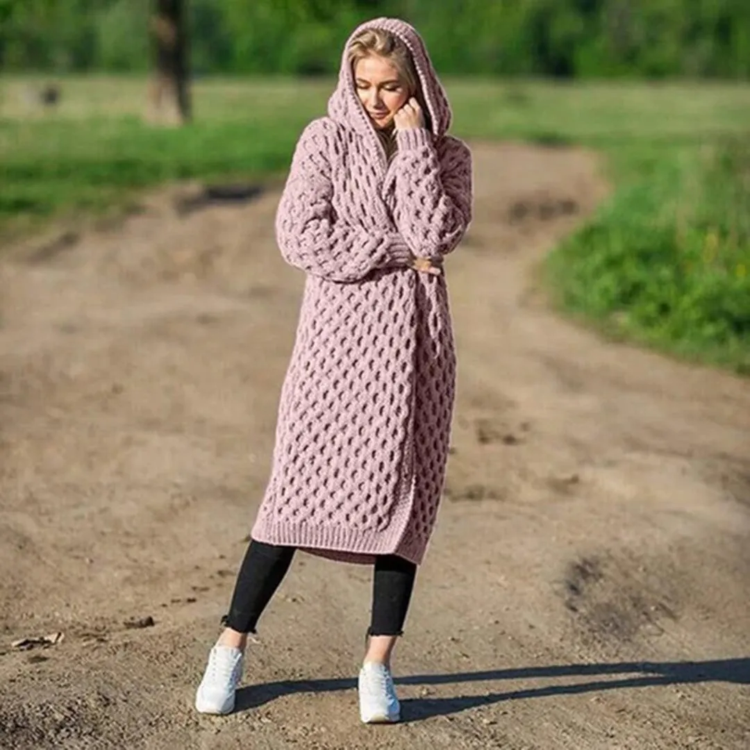 Chic: Cardigan mit Kapuze und Strukturmuster