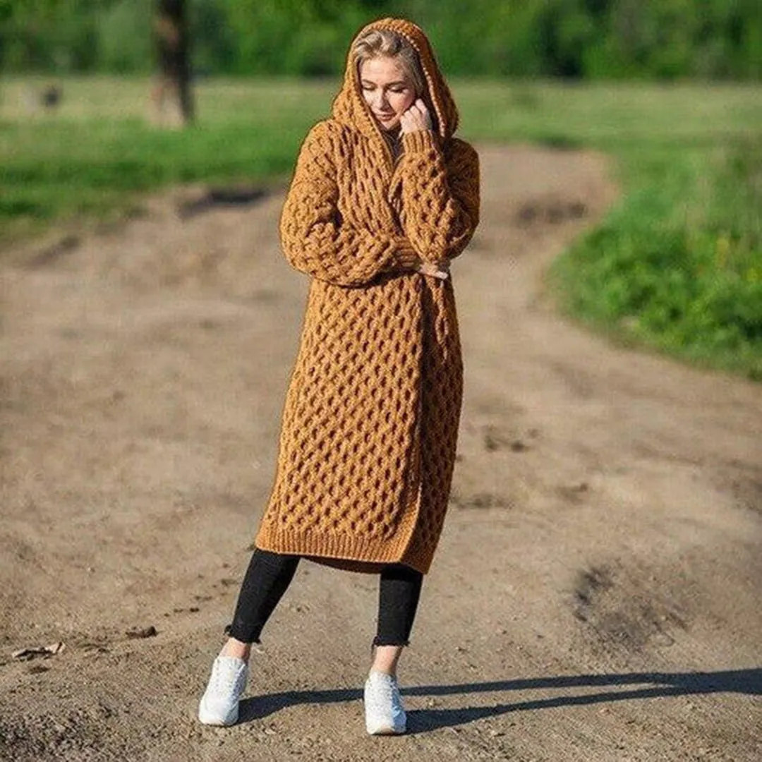 Chic: Cardigan mit Kapuze und Strukturmuster