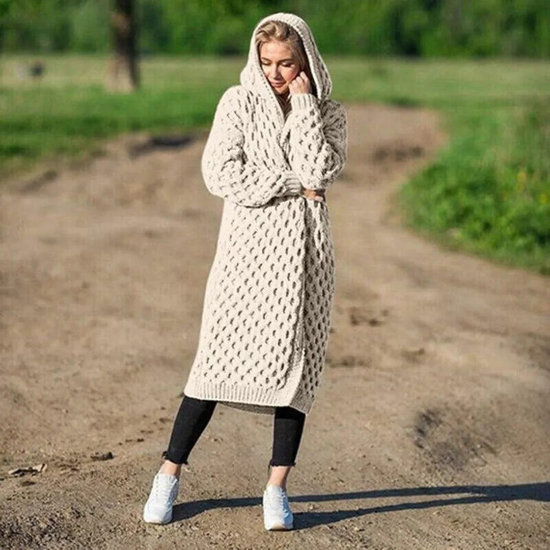 Chic: Cardigan mit Kapuze und Strukturmuster