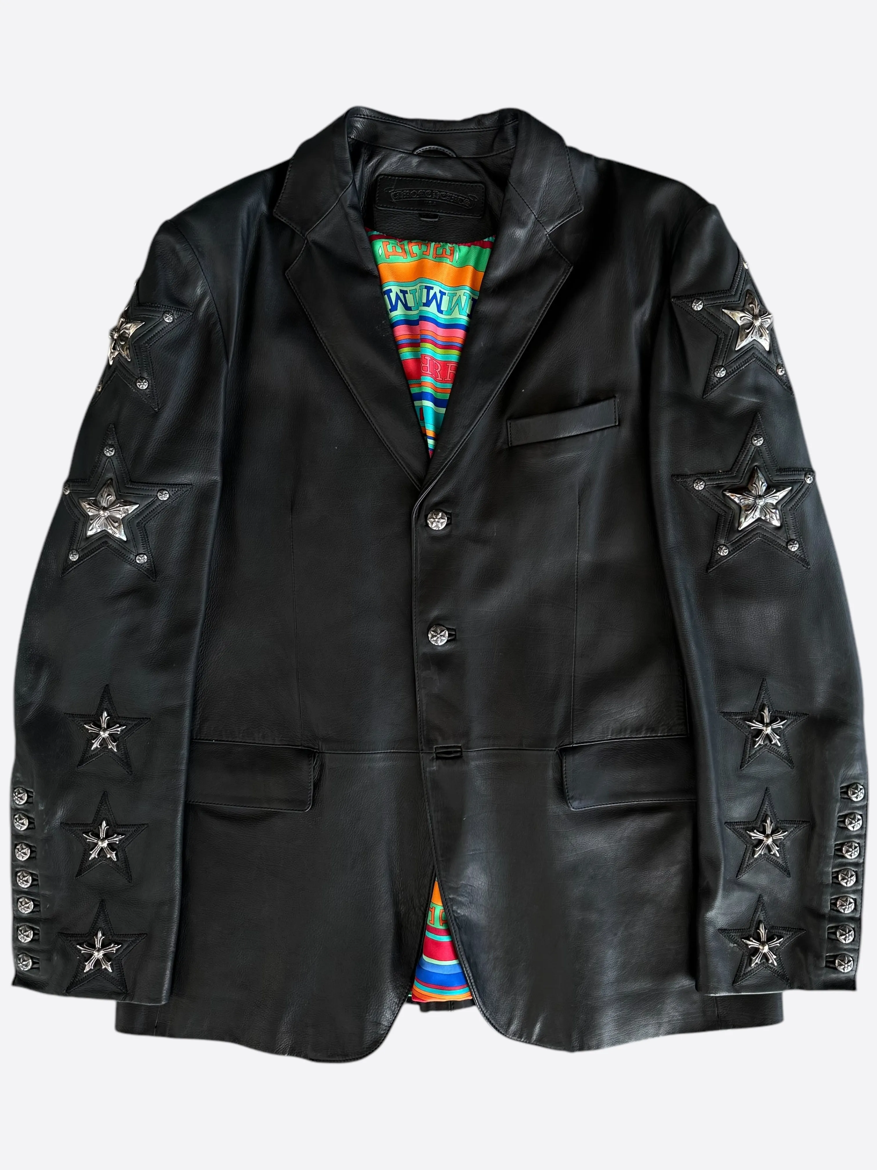 Chrome Hearts Black Leather Custom Order Blazer Jacket