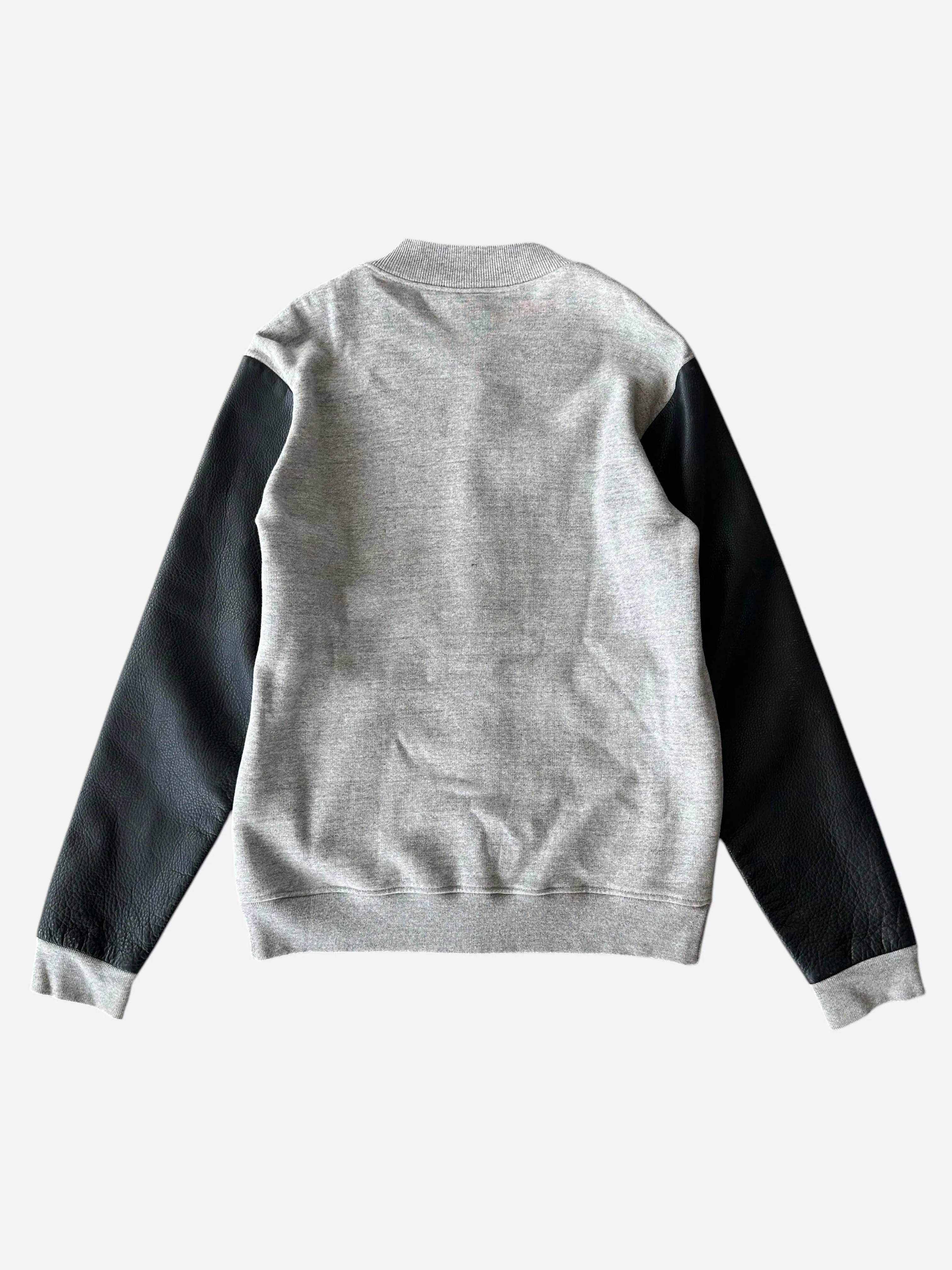 Chrome Hearts Grey & Black Leather Varsity Jacket