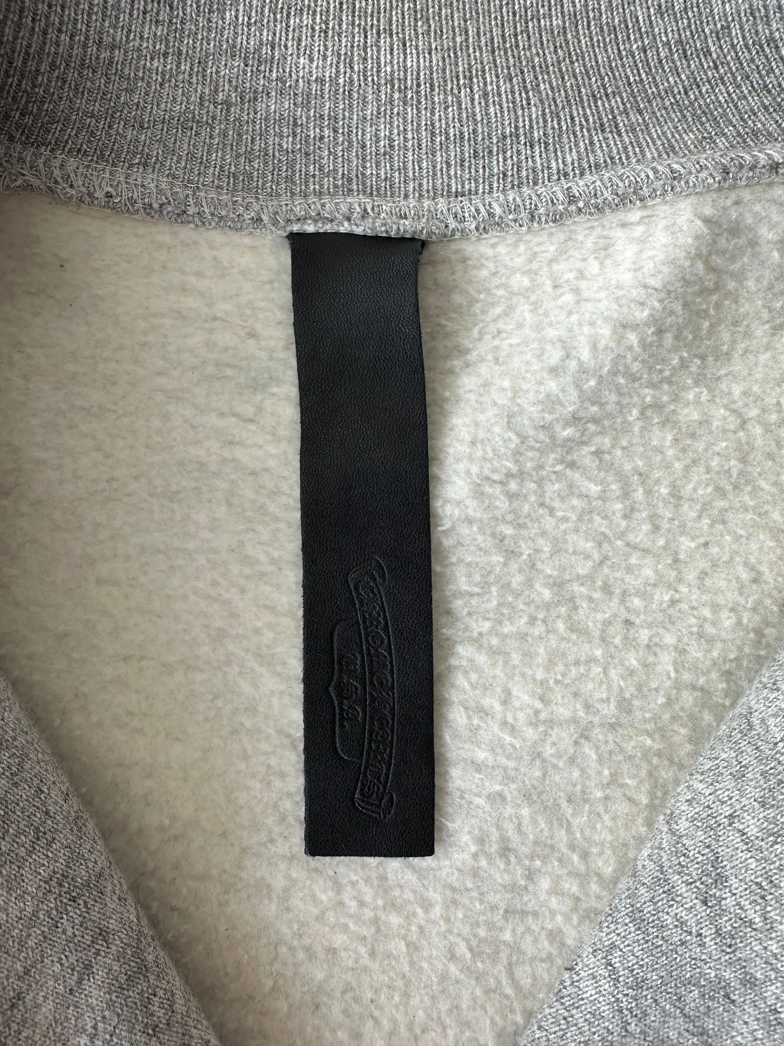 Chrome Hearts Grey & Black Leather Varsity Jacket