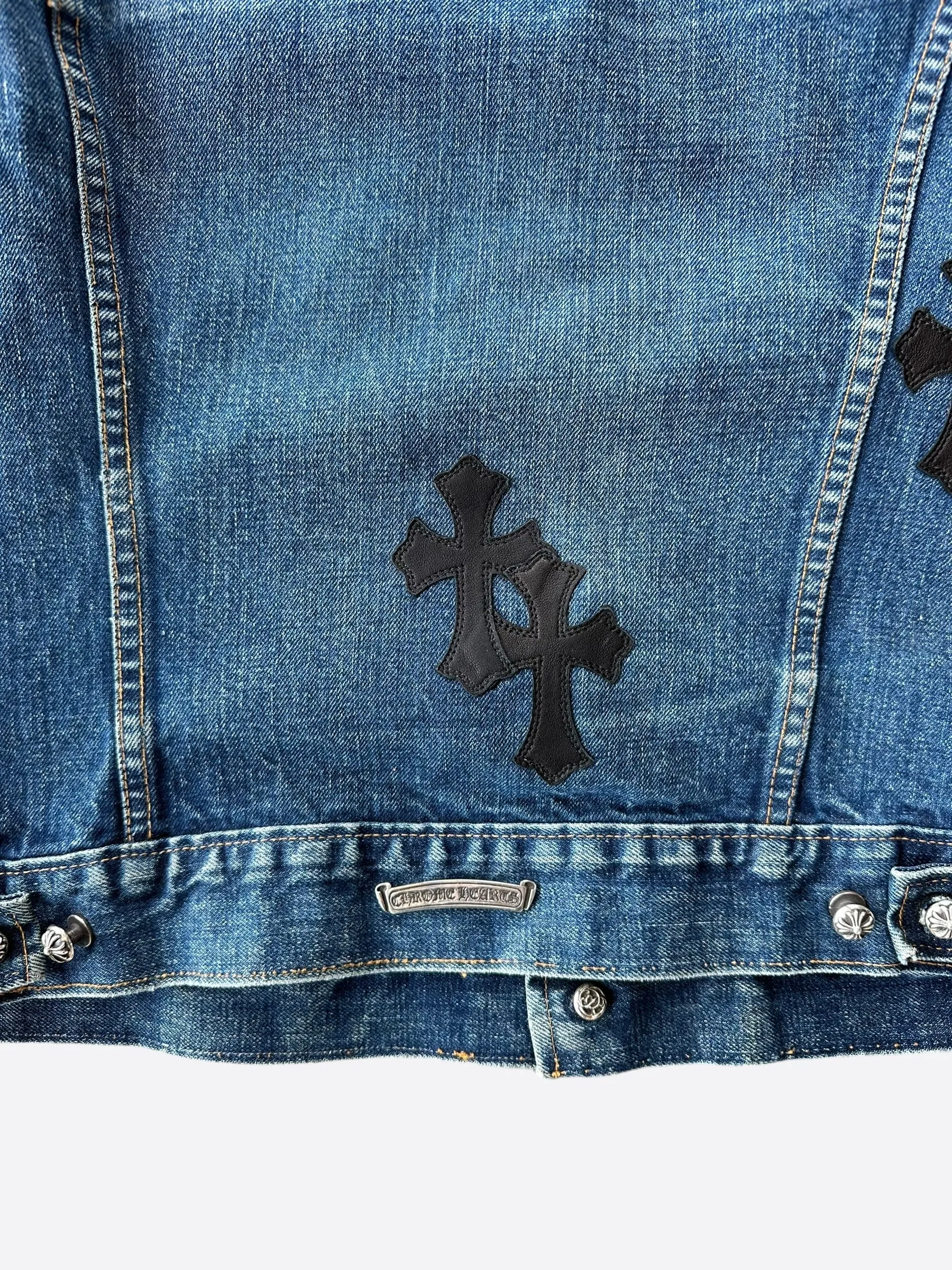 Chrome Hearts Levis Blue & Black Cross Patch Denim Jacket