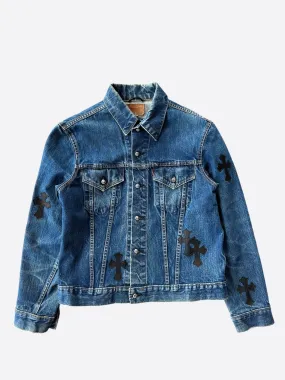 Chrome Hearts Levis Blue & Black Cross Patch Denim Jacket