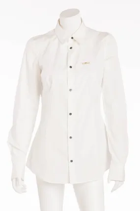 Dsquared2 - BN White Collared Long Sleeve Gold/Pearl Pin - IT 44
