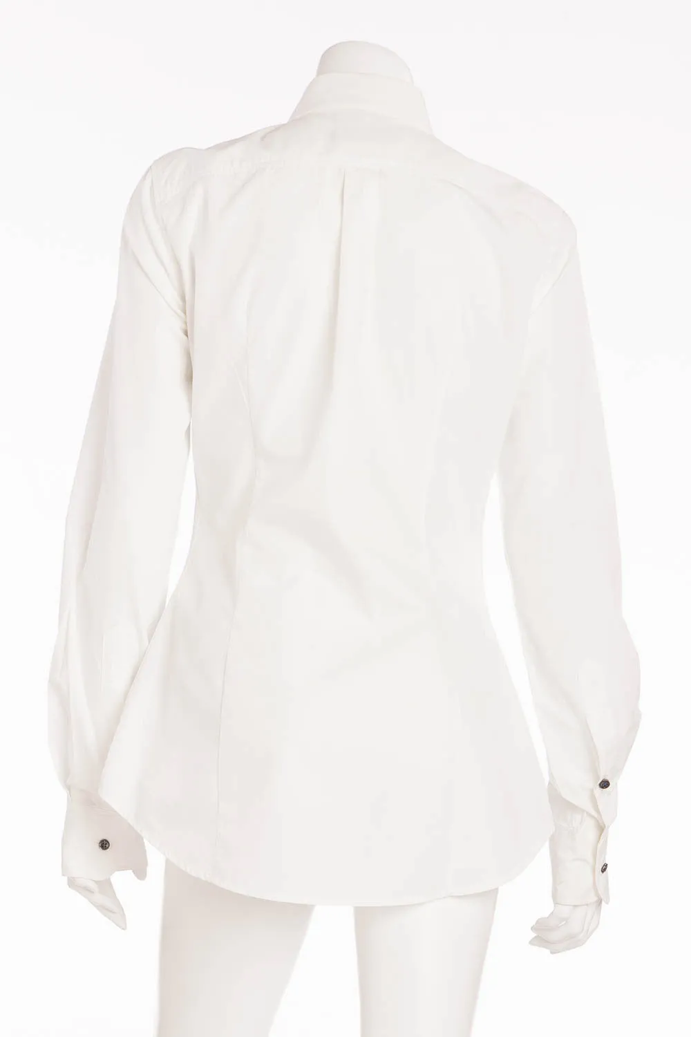 Dsquared2 - BN White Collared Long Sleeve Gold/Pearl Pin - IT 44