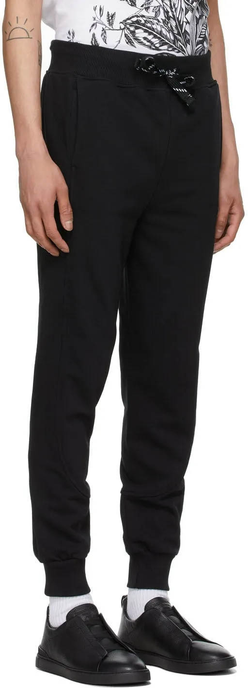 Ermenegildo Zegna Black Ribbed Cuff Lounge Pants