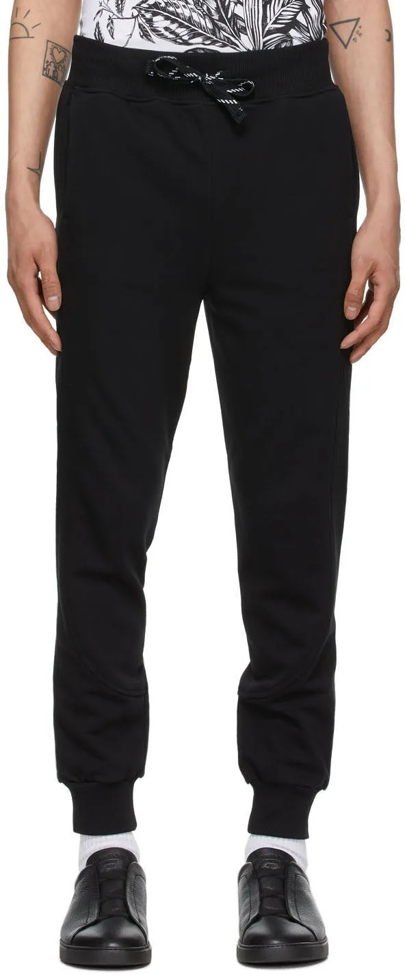 Ermenegildo Zegna Black Ribbed Cuff Lounge Pants