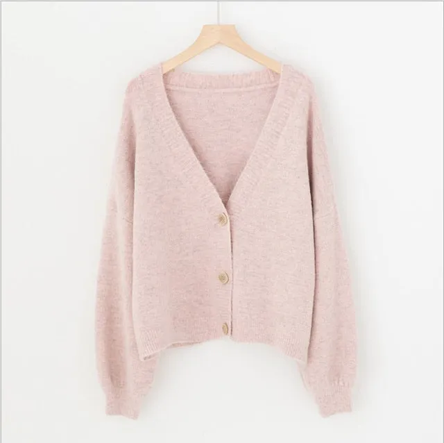 FashionSierra - Solid Cashmere Sweater Coat Chic Korean style Casual Cardigans