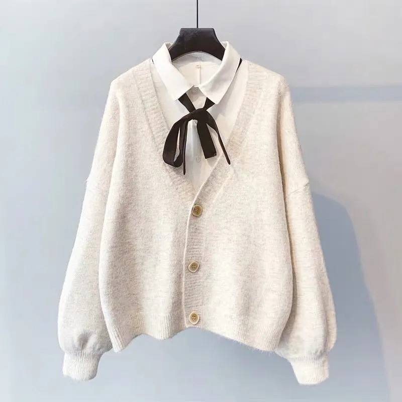 FashionSierra - Solid Cashmere Sweater Coat Chic Korean style Casual Cardigans