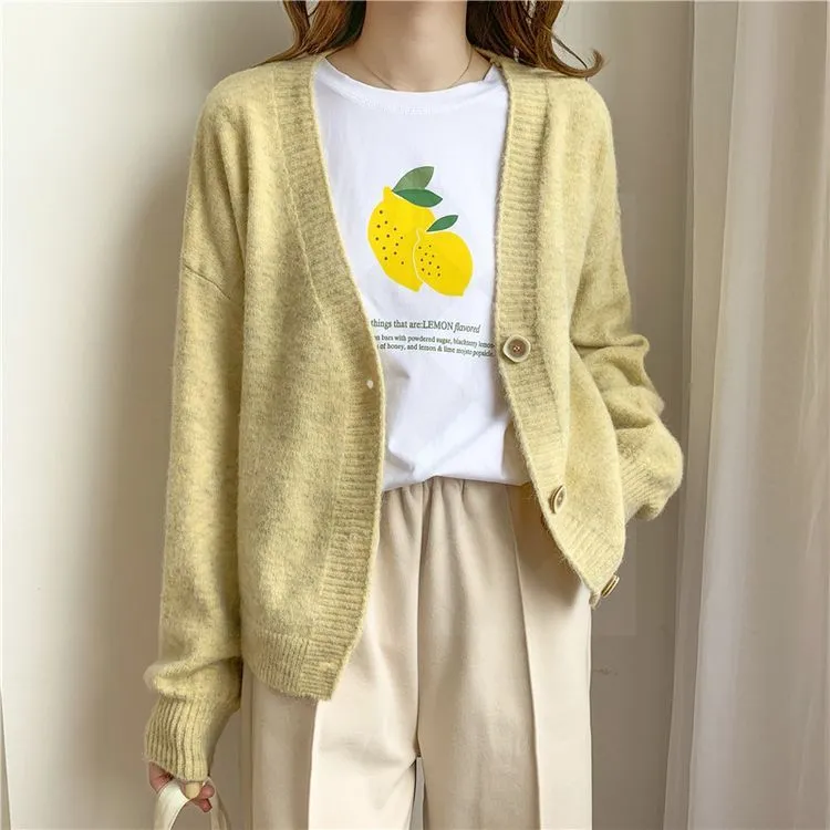 FashionSierra - Solid Cashmere Sweater Coat Chic Korean style Casual Cardigans