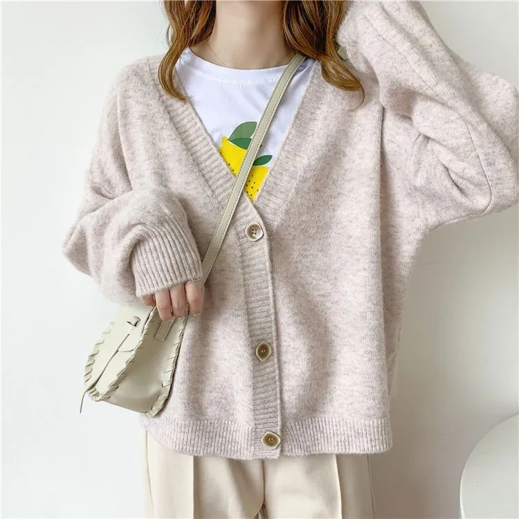 FashionSierra - Solid Cashmere Sweater Coat Chic Korean style Casual Cardigans