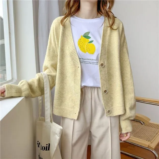 FashionSierra - Solid Cashmere Sweater Coat Chic Korean style Casual Cardigans