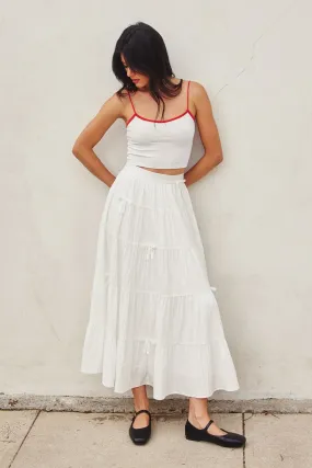 Feminine Grace Midi Tiered Skirt