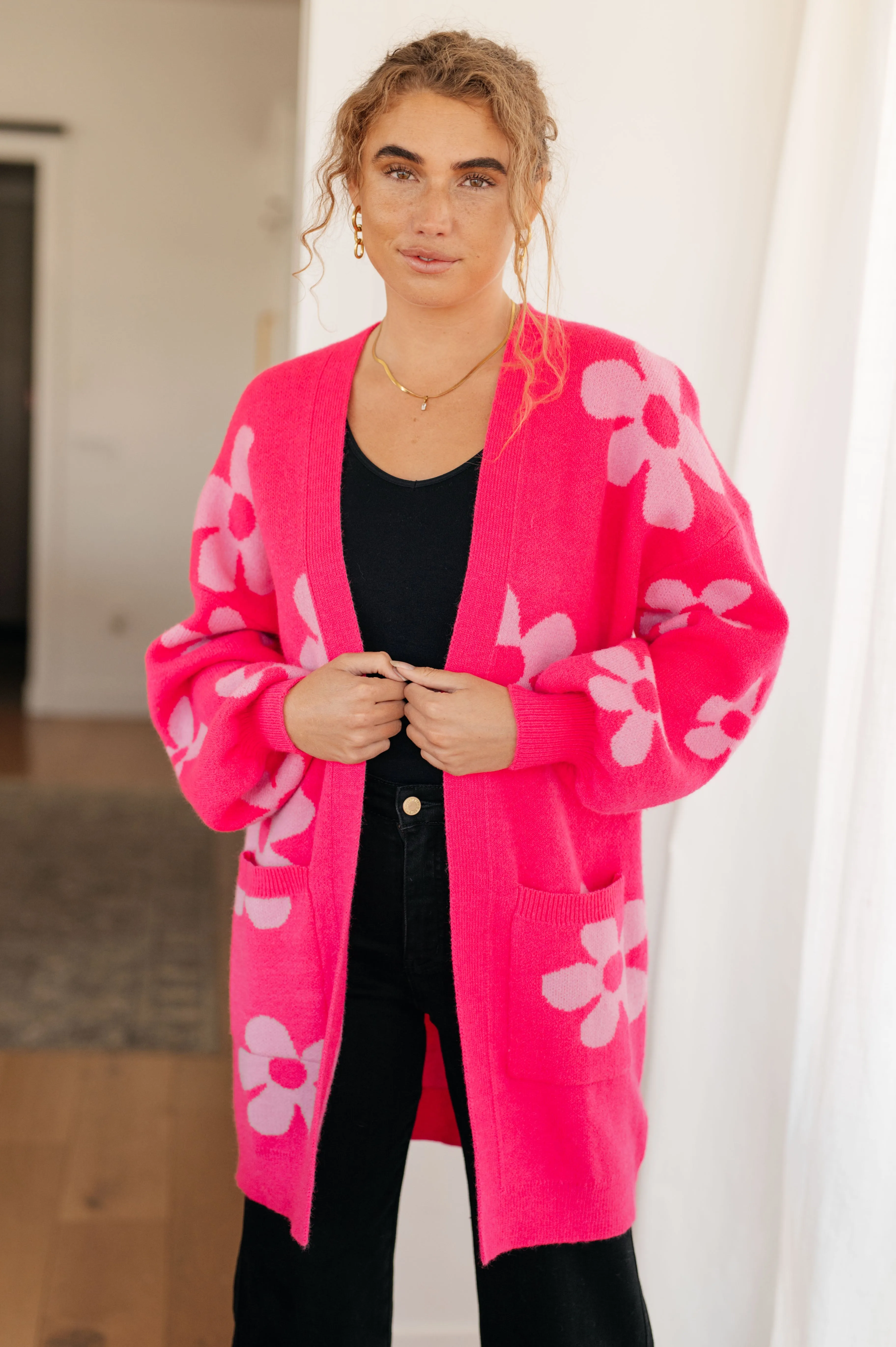Floral Cardigan in Pink
