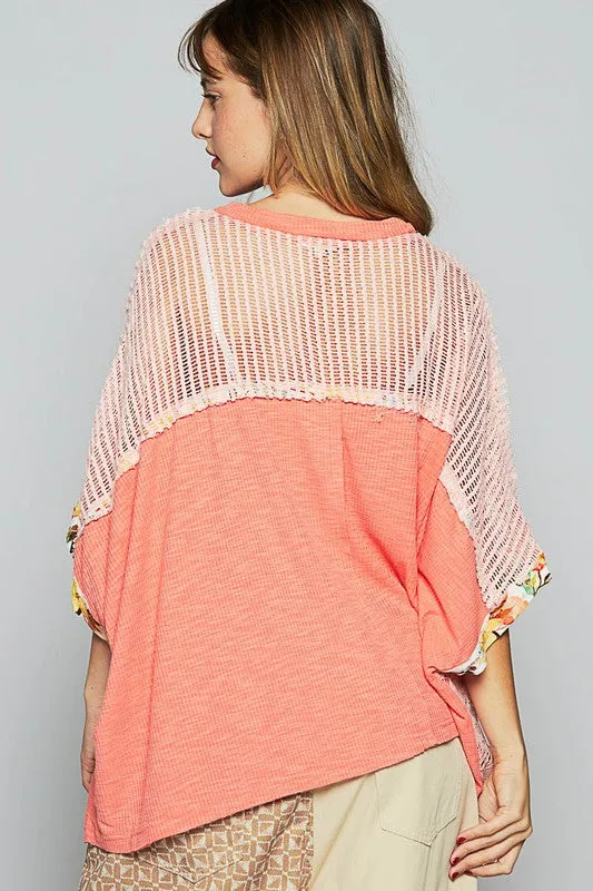 Floral Half Sleeve Knit Top