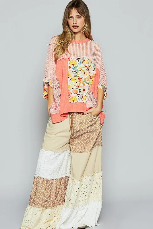 Floral Half Sleeve Knit Top