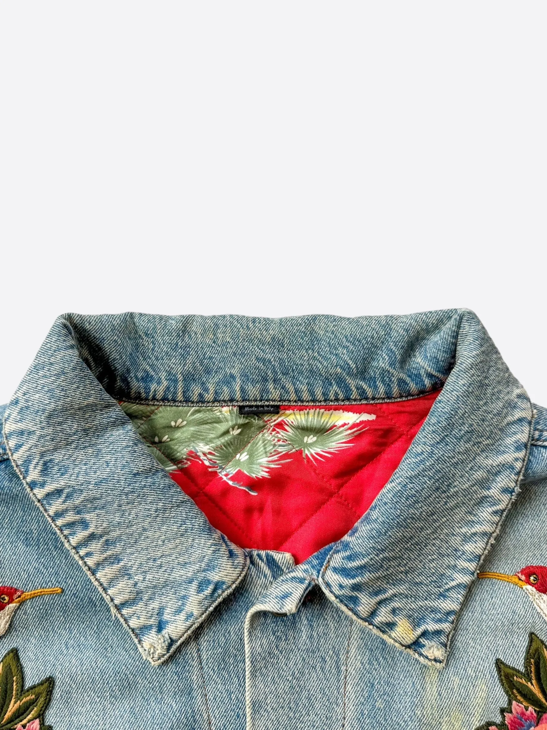 Gucci Blue DIY Custom Embroidered Patch Denim Jacket