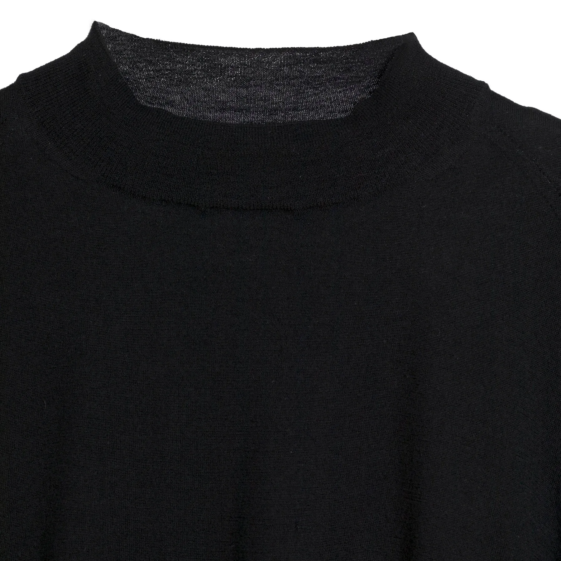 Jersey Stitch Wool Mock Neck Pullover Sweater