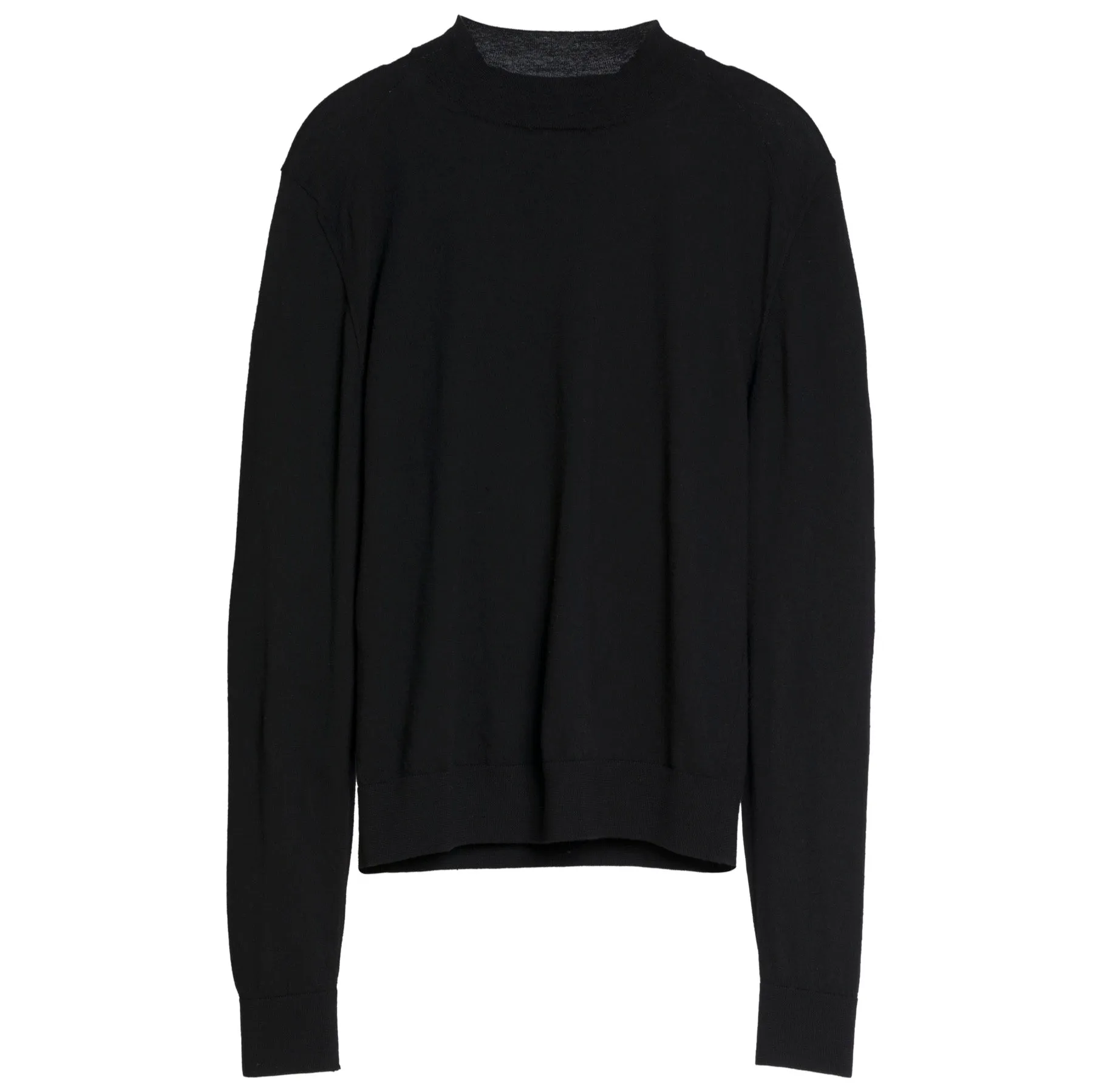 Jersey Stitch Wool Mock Neck Pullover Sweater