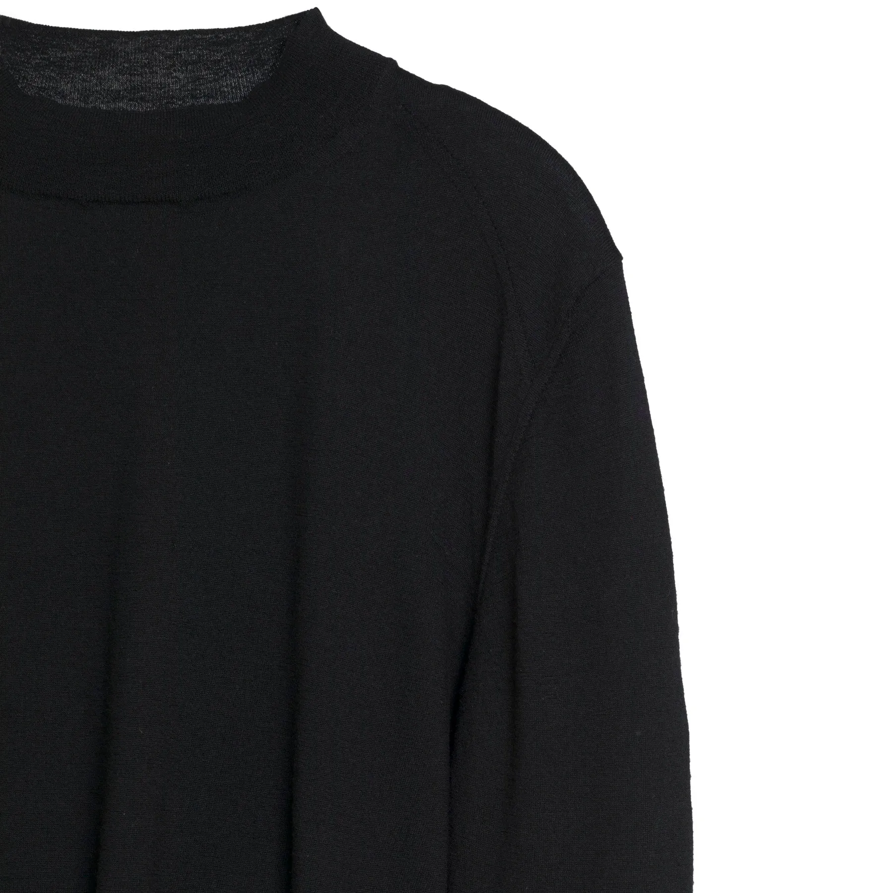 Jersey Stitch Wool Mock Neck Pullover Sweater