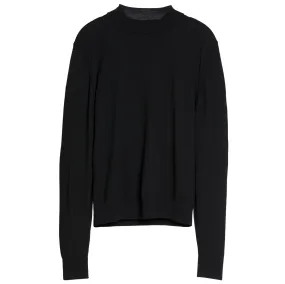 Jersey Stitch Wool Mock Neck Pullover Sweater