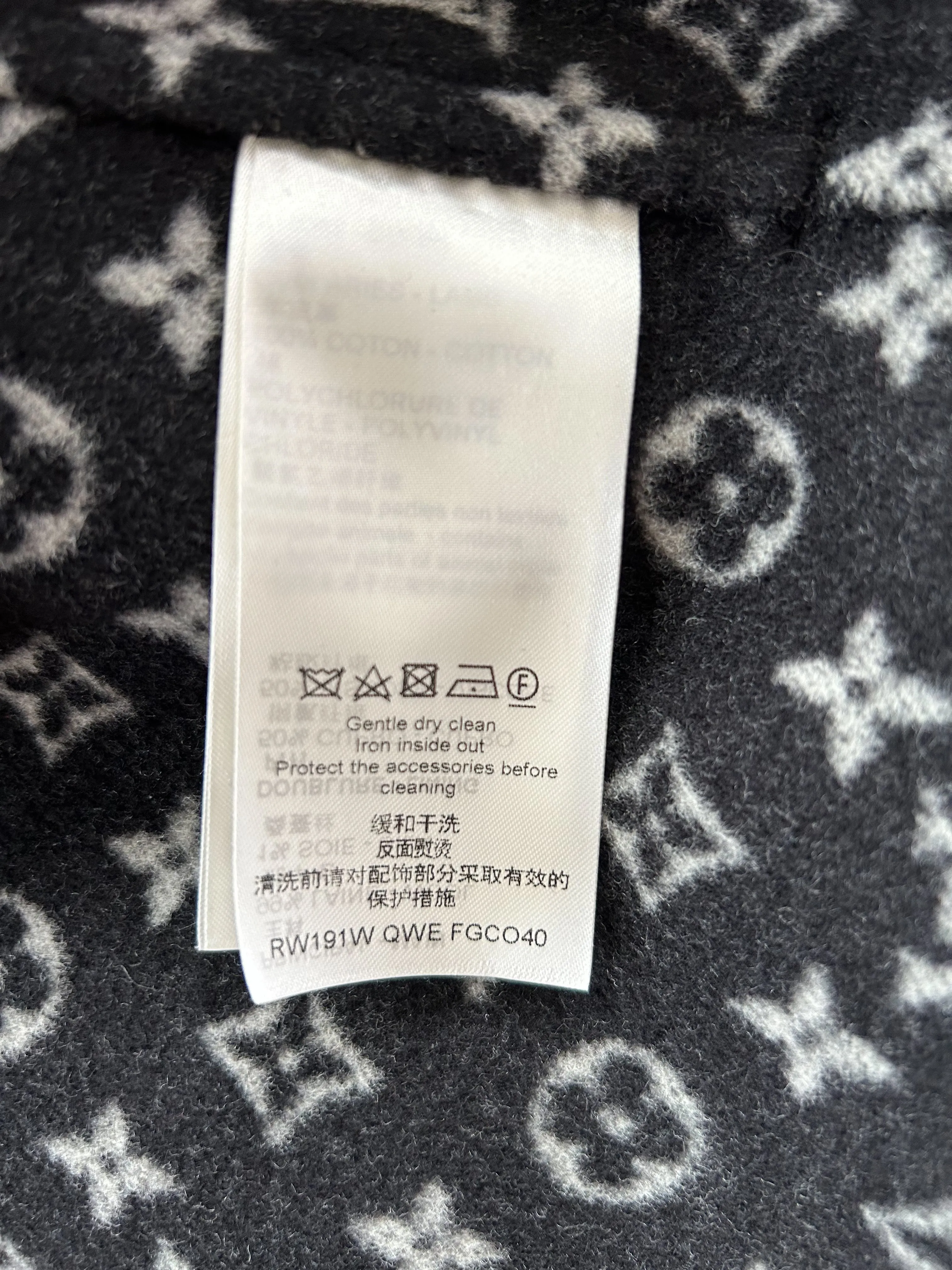 Louis Vuitton Black & White Monogram Women's Peacoat