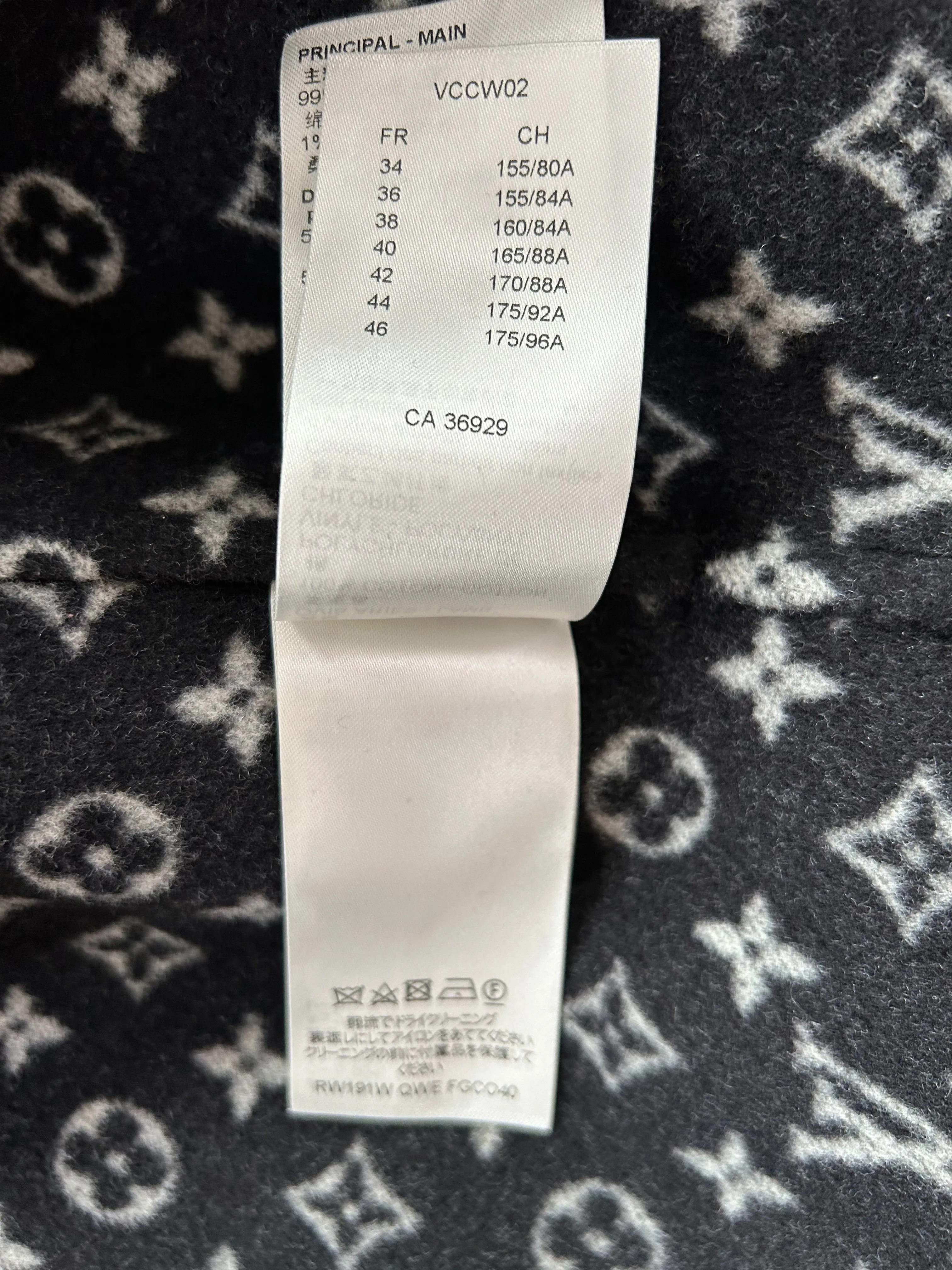 Louis Vuitton Black & White Monogram Women's Peacoat