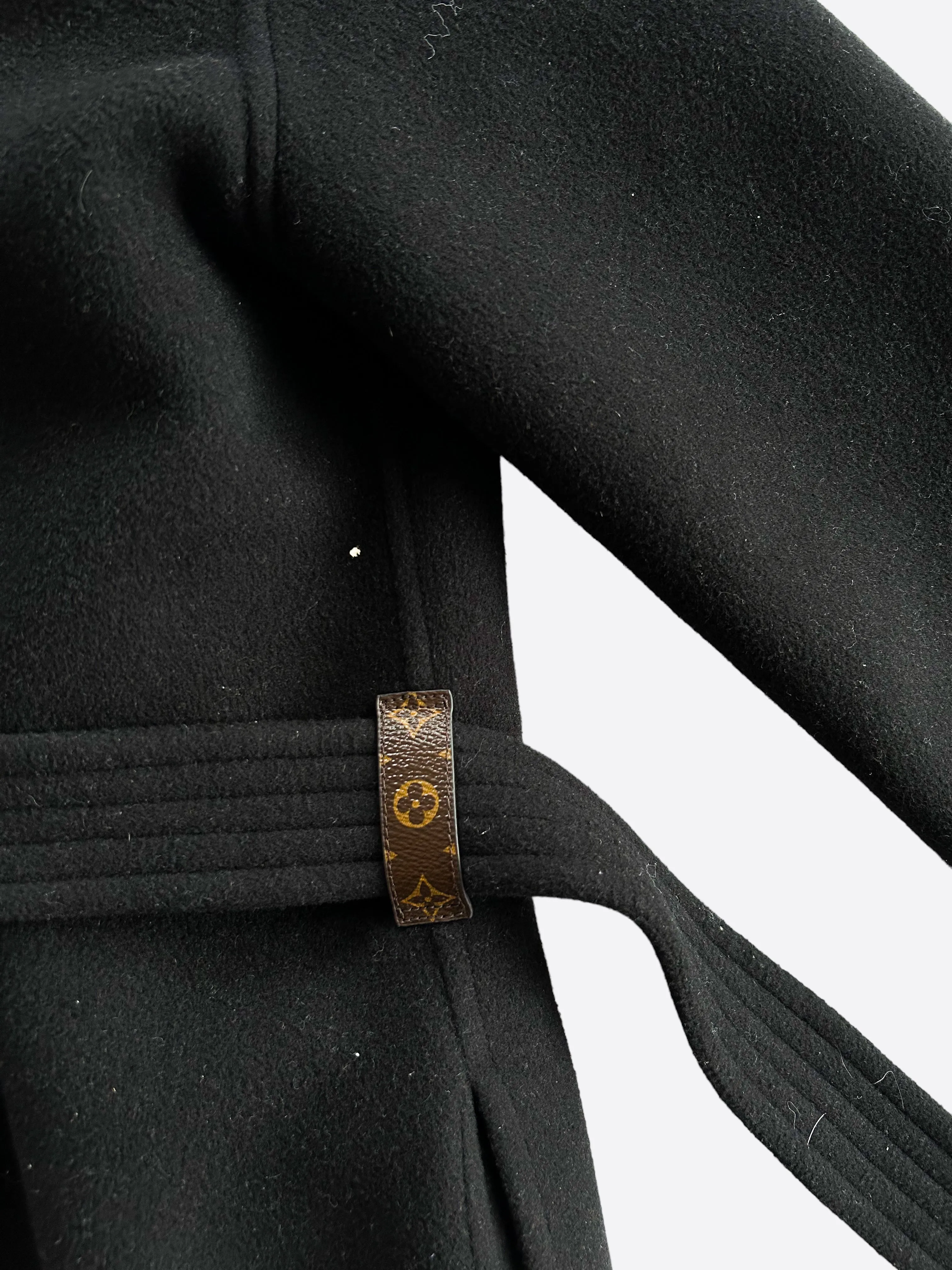 Louis Vuitton Black & White Monogram Women's Peacoat
