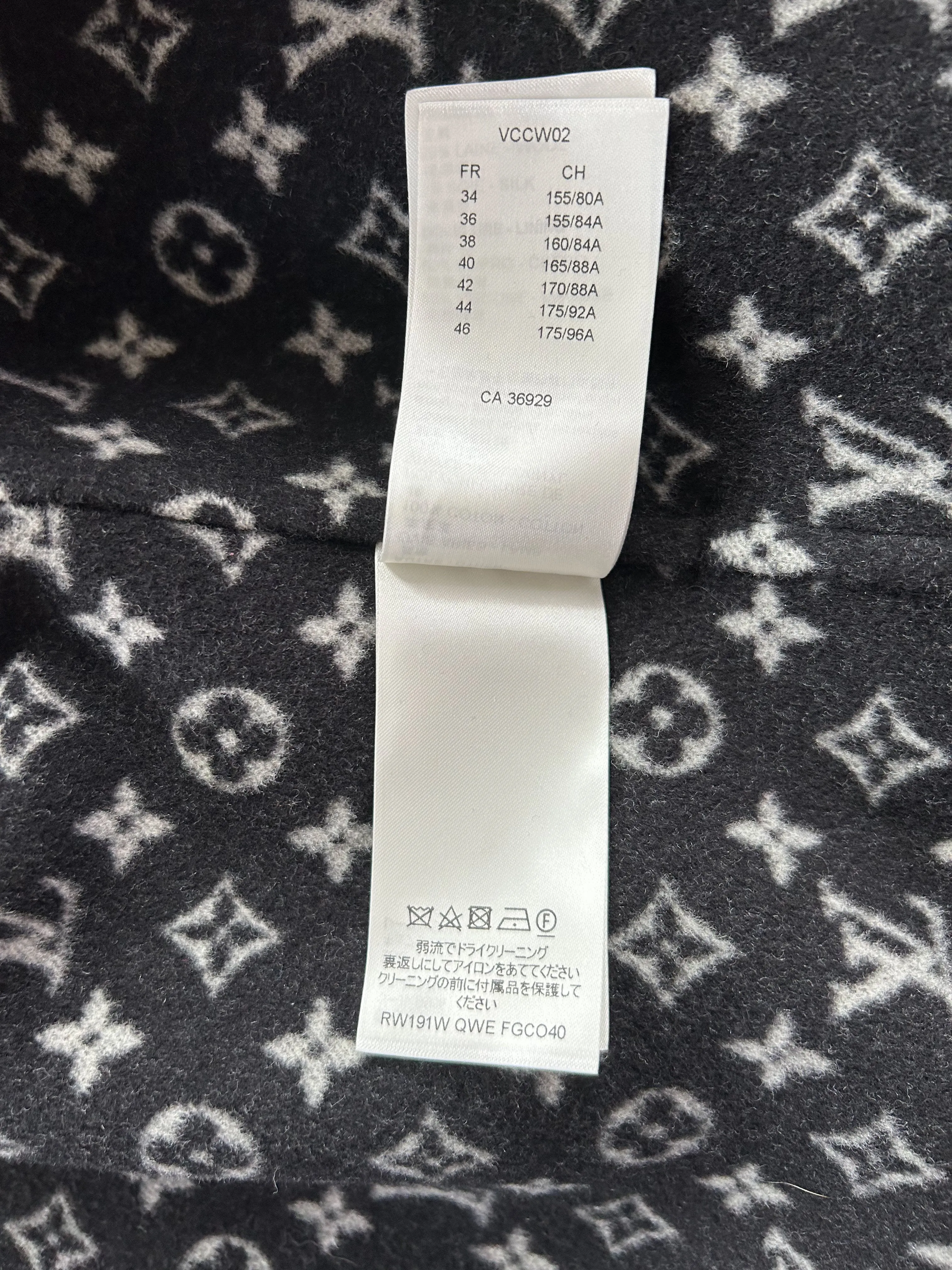 Louis Vuitton Black & White Monogram Women's Peacoat