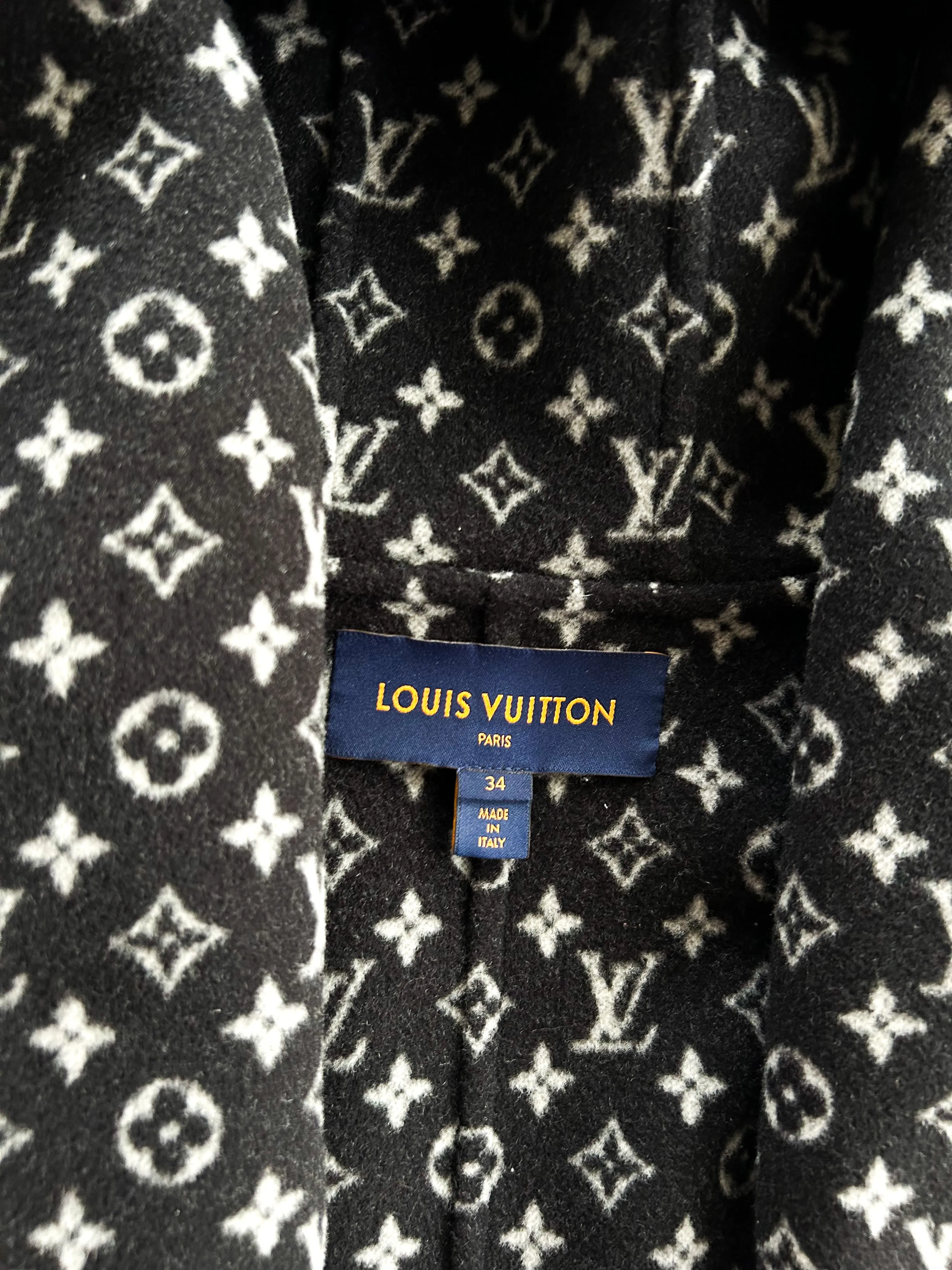 Louis Vuitton Black & White Monogram Women's Peacoat