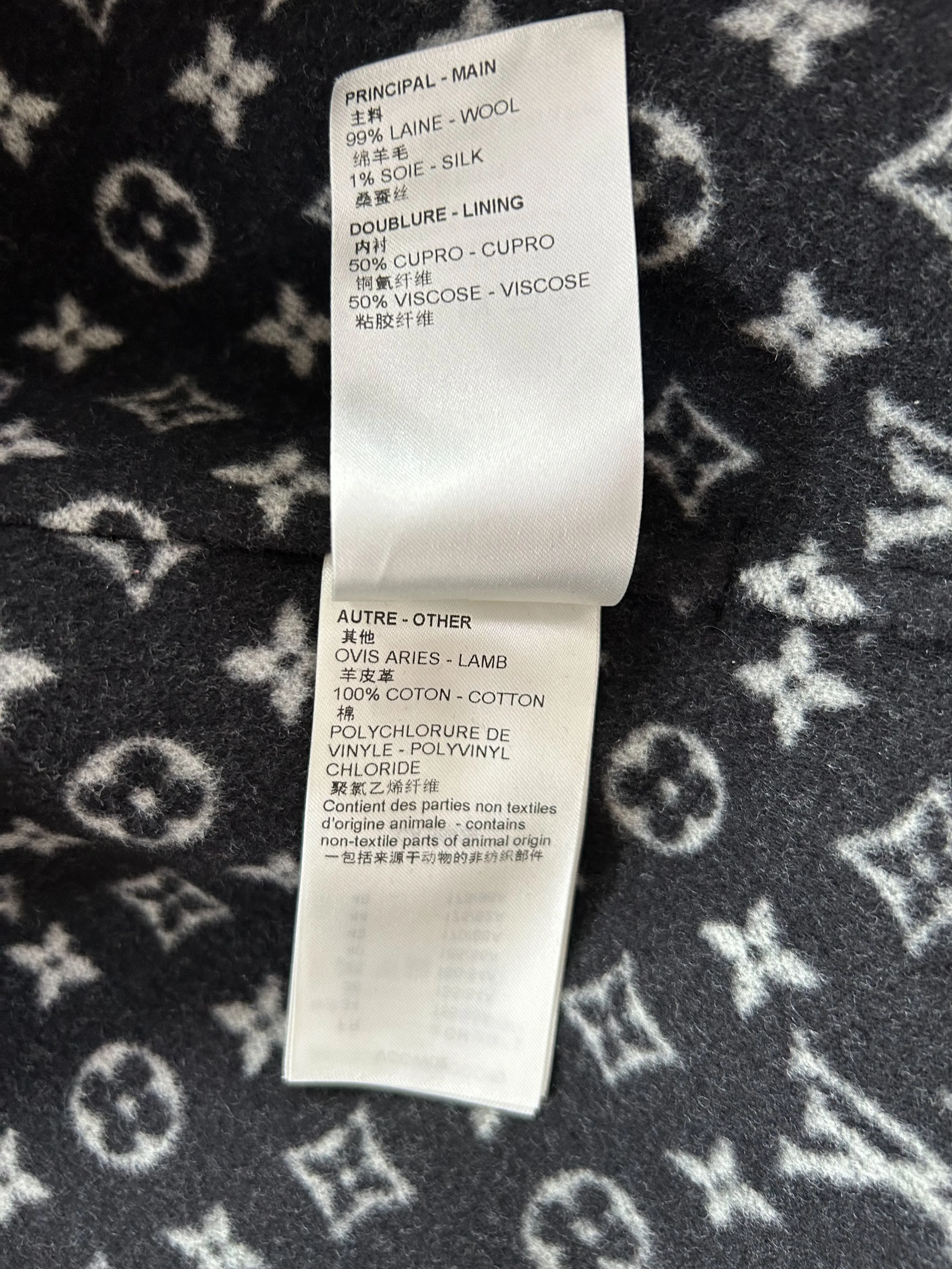 Louis Vuitton Black & White Monogram Women's Peacoat