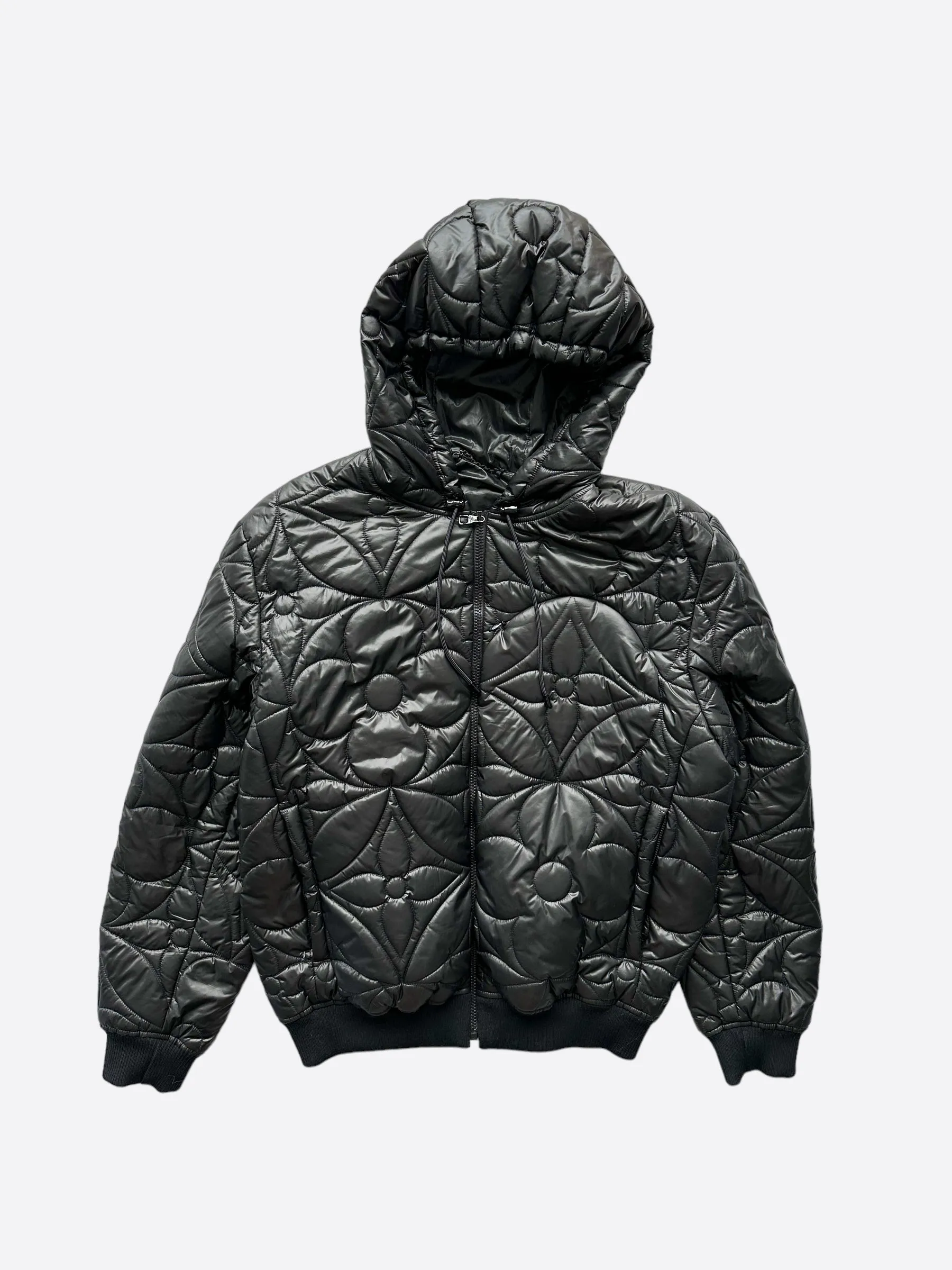 Louis Vuitton Black Flower Monogram Puffer Jacket
