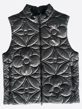 Louis Vuitton Black Flower Monogram Puffer Vest