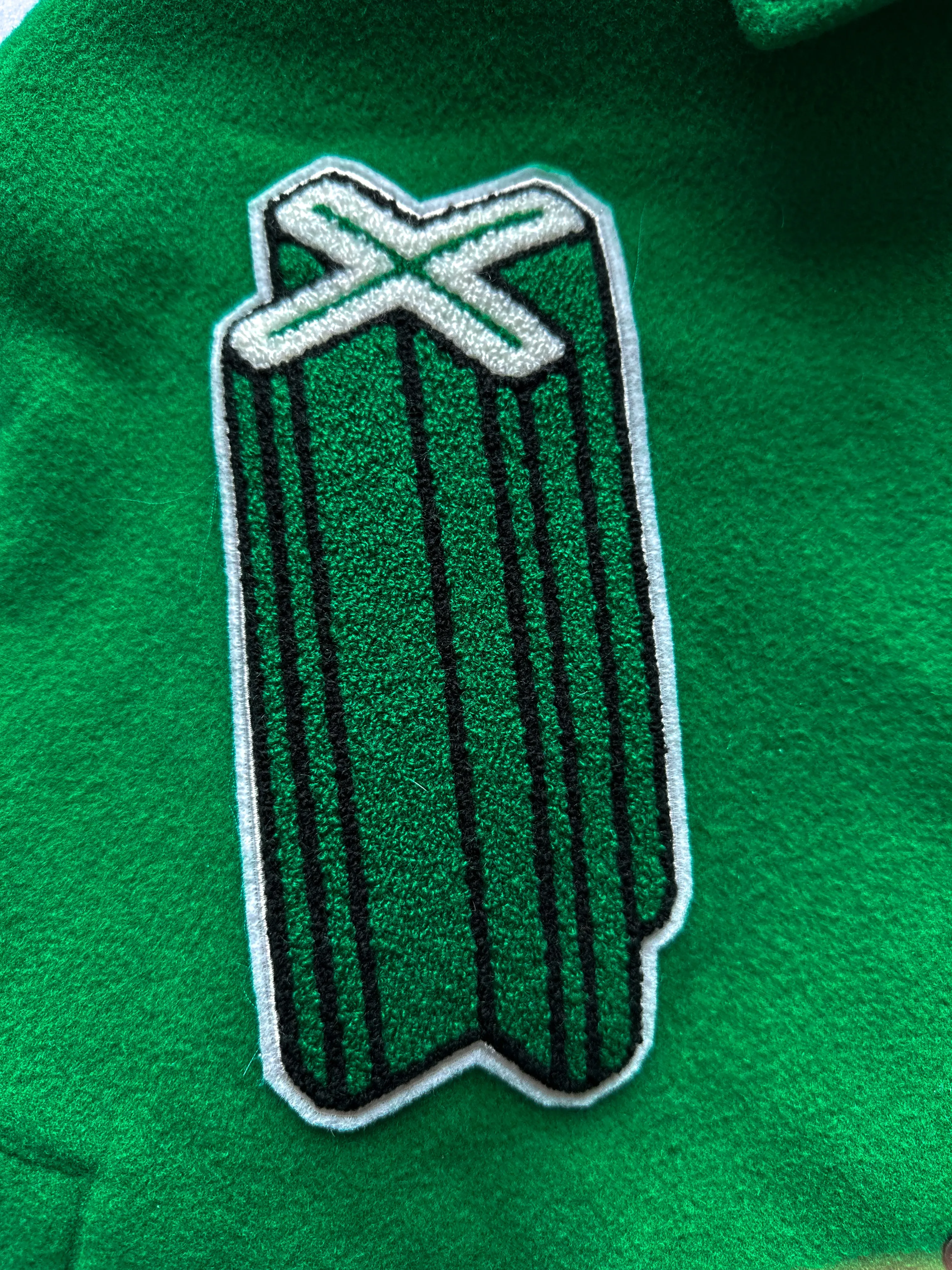 Louis Vuitton Green & White Varsity Leather Jacket