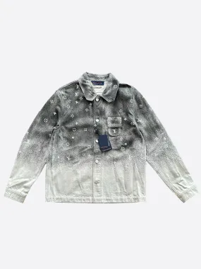 Louis Vuitton Grey & White Snowfall Gradient Monogram Denim Jacket