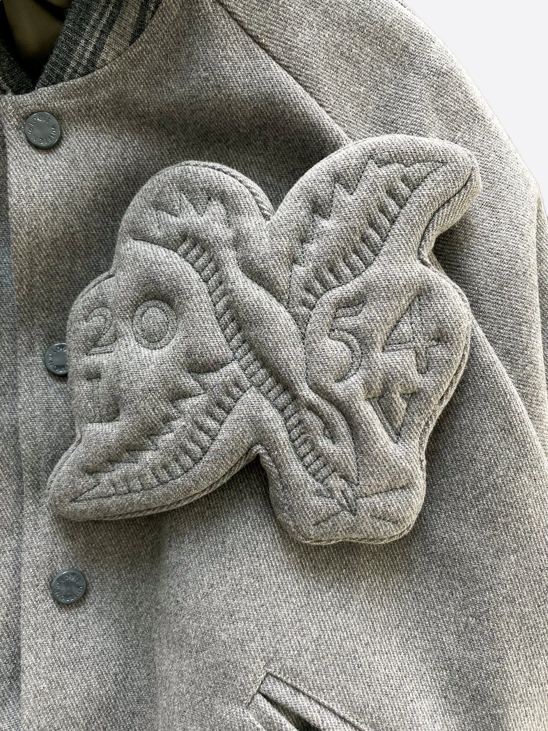 Louis Vuitton Grey Wool Padded Varsity Jacket