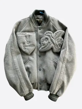 Louis Vuitton Grey Wool Padded Varsity Jacket