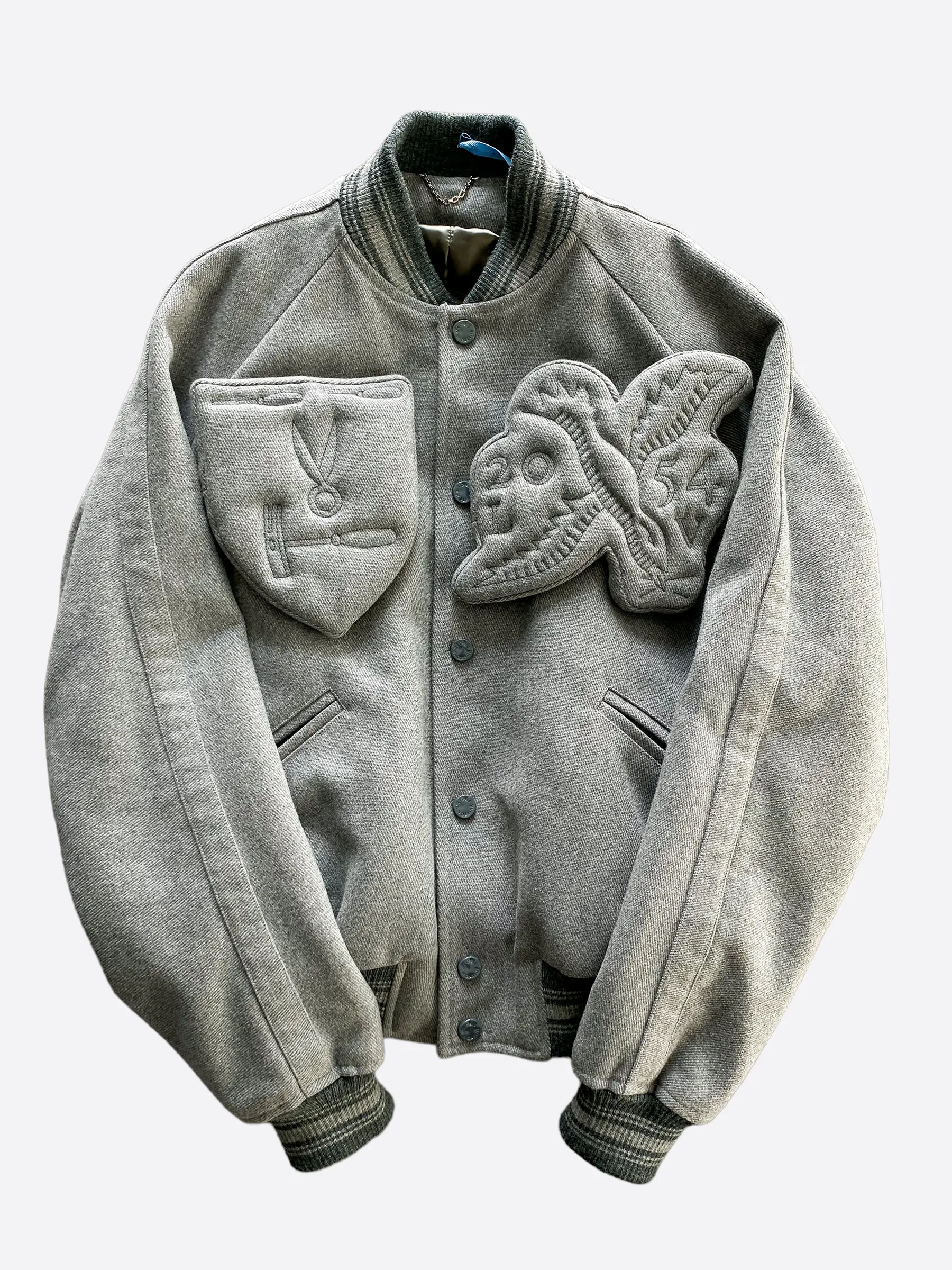 Louis Vuitton Grey Wool Padded Varsity Jacket