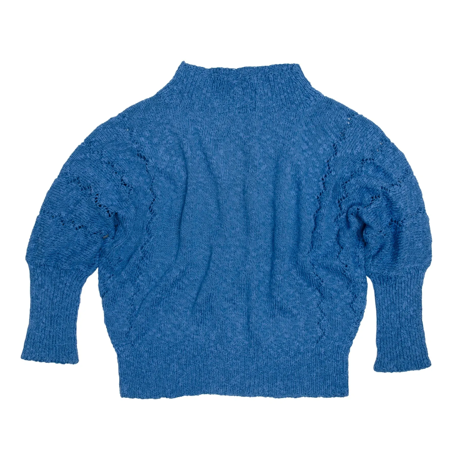 Marled Teddy Knit Wave Eyelet Lace Batwing Jumper
